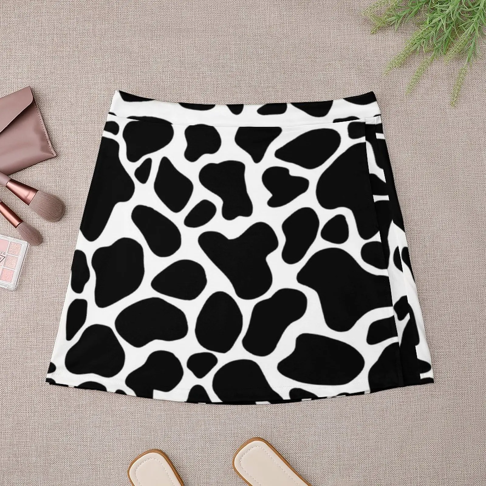 Cow Print A-line Skirt White And Black Spots Animal Aesthetic Casual Skirts Woman Cute Mini Skirt Graphic Bottoms Birthday Gift