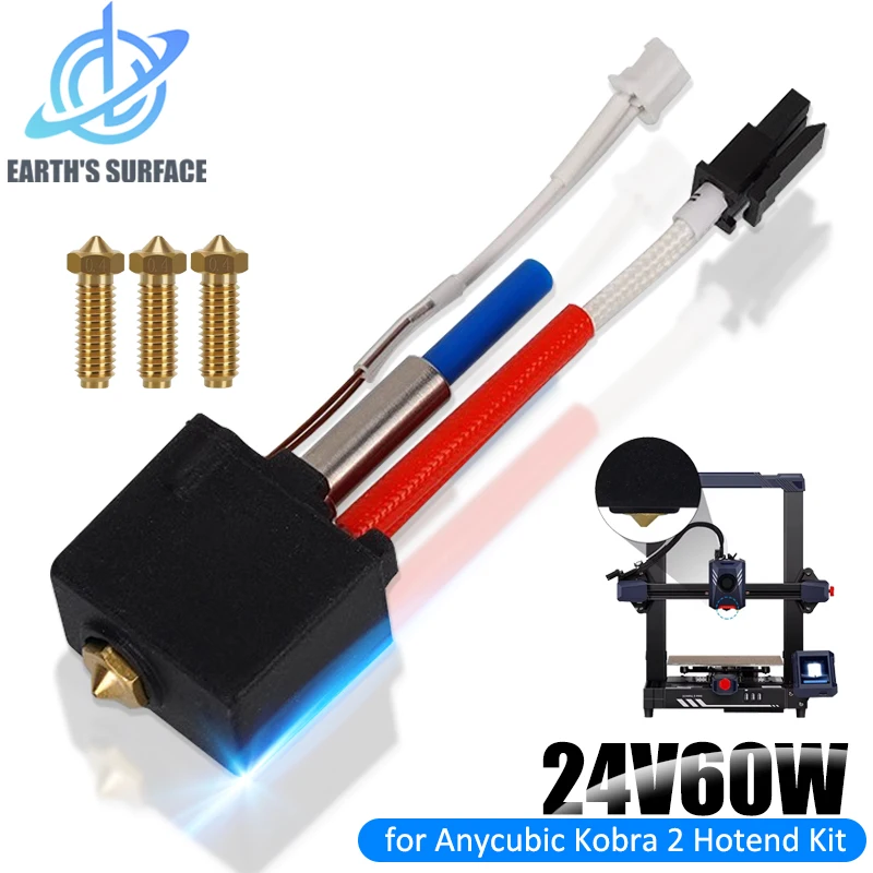 

3D Printer Parts for Anycubic Kobra 2 Hotend Kit 24V 60W Thermistor Heater Cartridge 0.4mm Nozzle Hot End for Kobra 2 Pro Plus