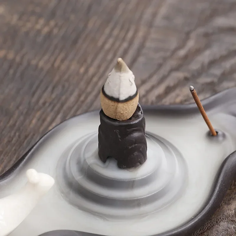 Picture 4: 1pc, Water Ripple 3in1 Incense Stick Holder Incense Cones Holder Set for Meditation Room, Home, Yoga, Office (Without Incense）
