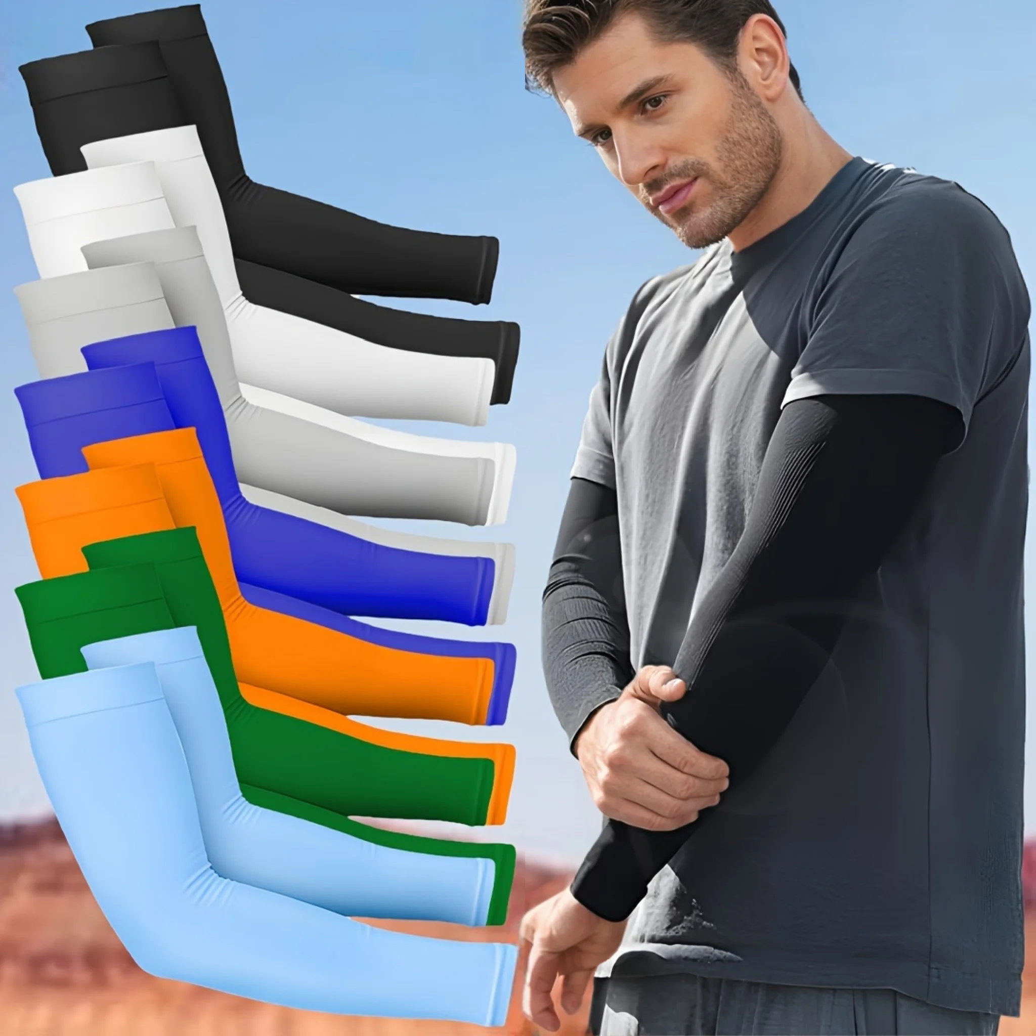 5 pairs of breathable sun protection arm sleeves, universal UV protection glove sleeves for men and women, suitable for outdoor