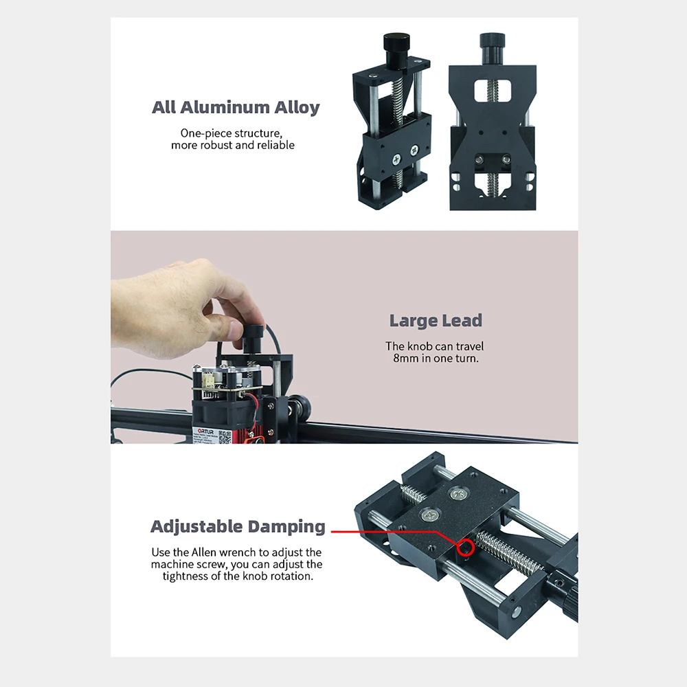 Ortur Z-axis Slid Lifting Device For Laser Engraver Woodwork Focusing Mounting  Adjustable Lift Bracket For OLM3/2PS2/S2/AL2/AL1