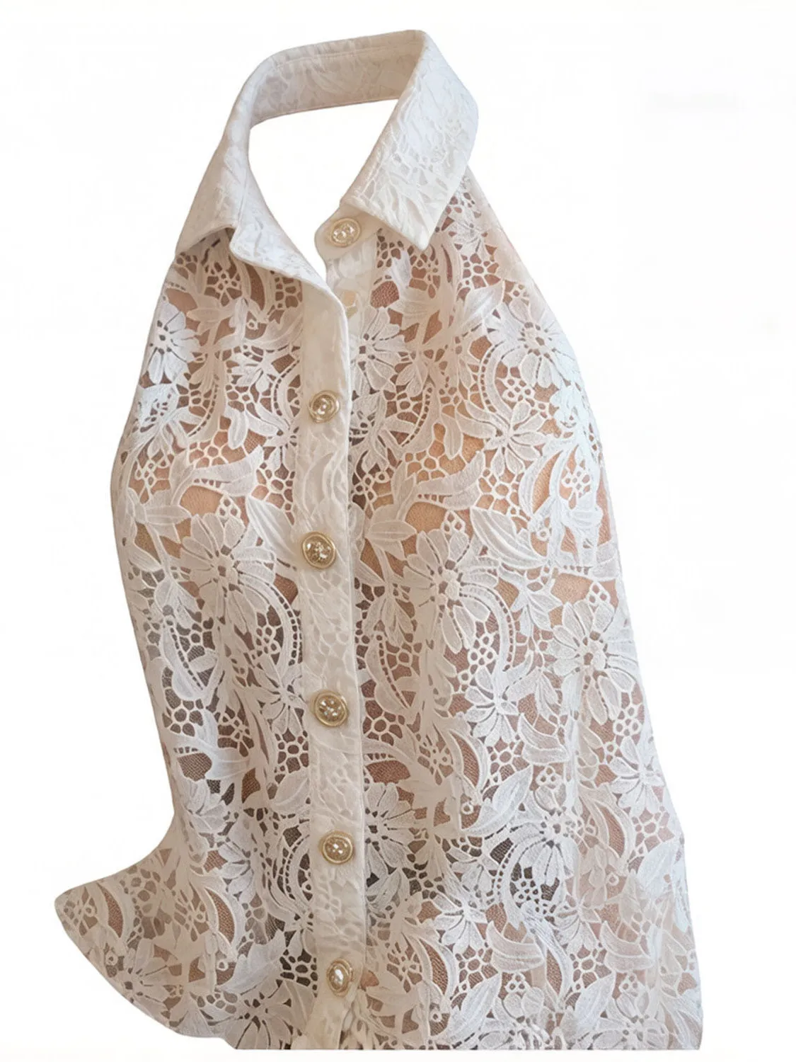 

Elegant Classic Style Sleeveless Lace Shirt Heavy Embroidery Breathable Polyester Summer Fashion for Women in China