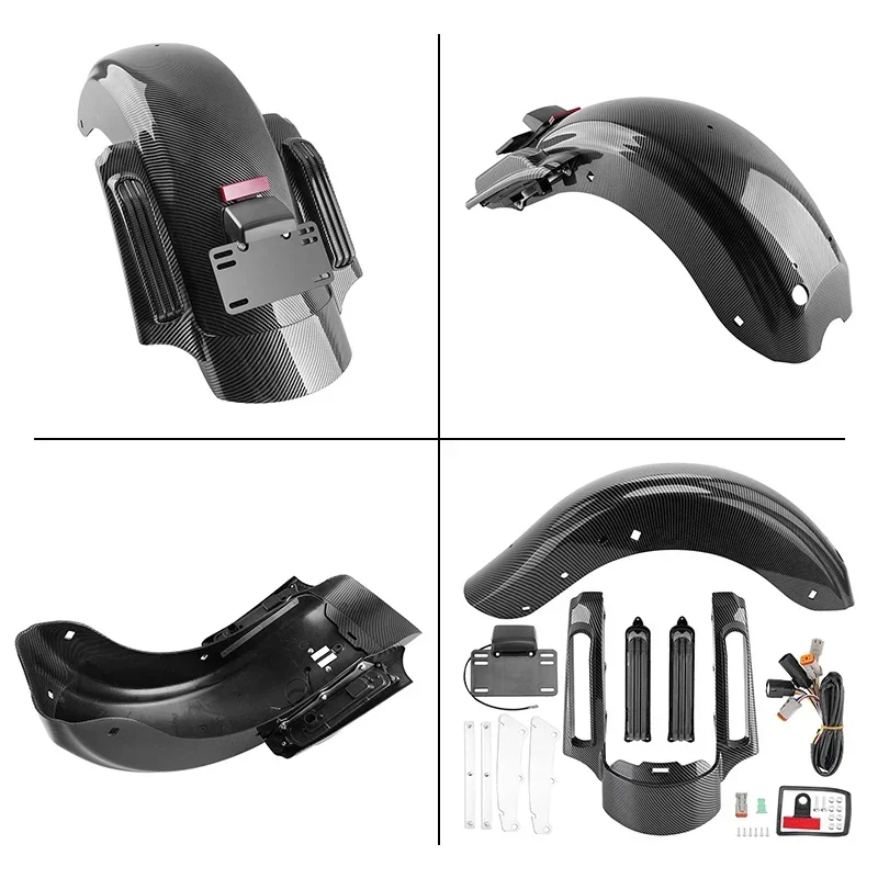 Motorcycle Accessories LED Rear Fender System Extension Fascia Set Black For Harley Touring Road King Road Electra Glide 2014-UP