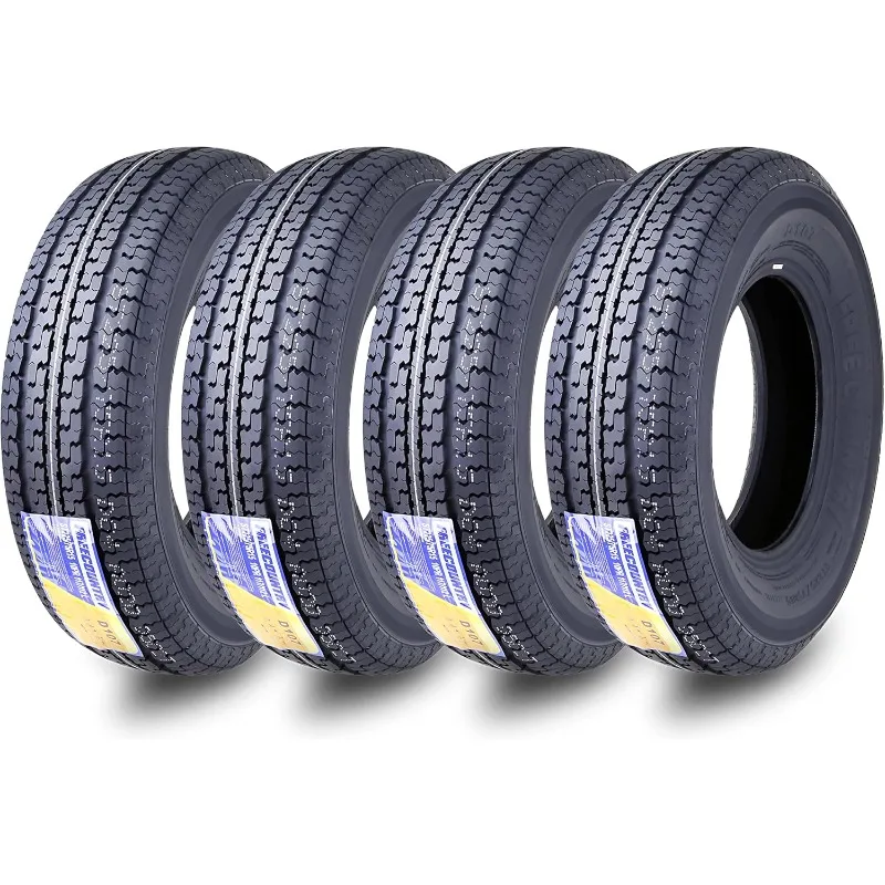 

Set of 4 trailer tyres 10-ply load range E steel belted radial tyre with special scuff protection 8 mm tread depth