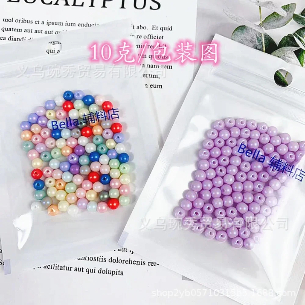 Super ausgezeichnete 4 mm Perle einfarbig Candy Bean Perle handgemachte DIY Macaron Glas runde Perle lose Perlen Armband Halskette Material