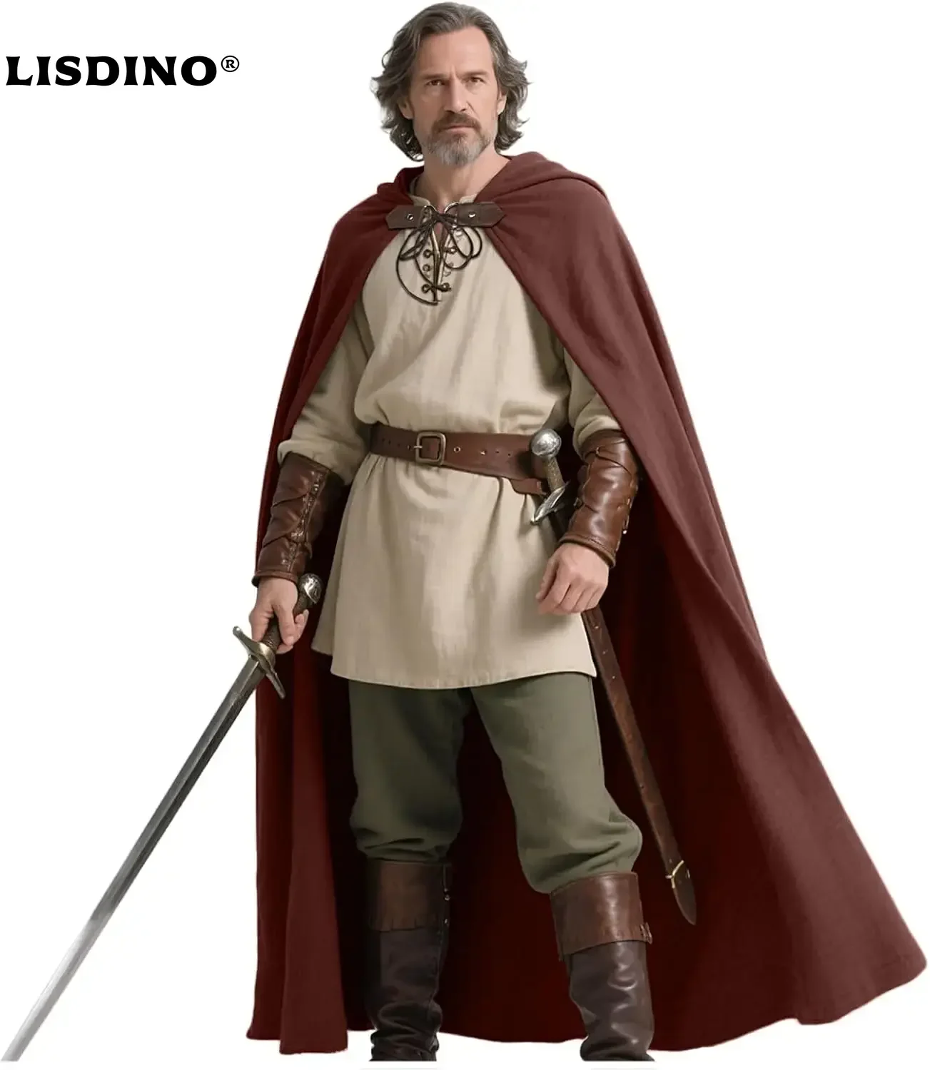 Joukavor Renaissance Hooded Cape Medieval Linen Cloak with Hood for Women Men