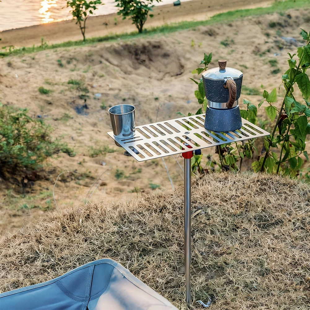 

Lightweight Aluminum Alloy Mini Camping Table with 1/4” Lamp Pole, Foldable and Portable Tea Table, Hiking Desk with Honeycomb