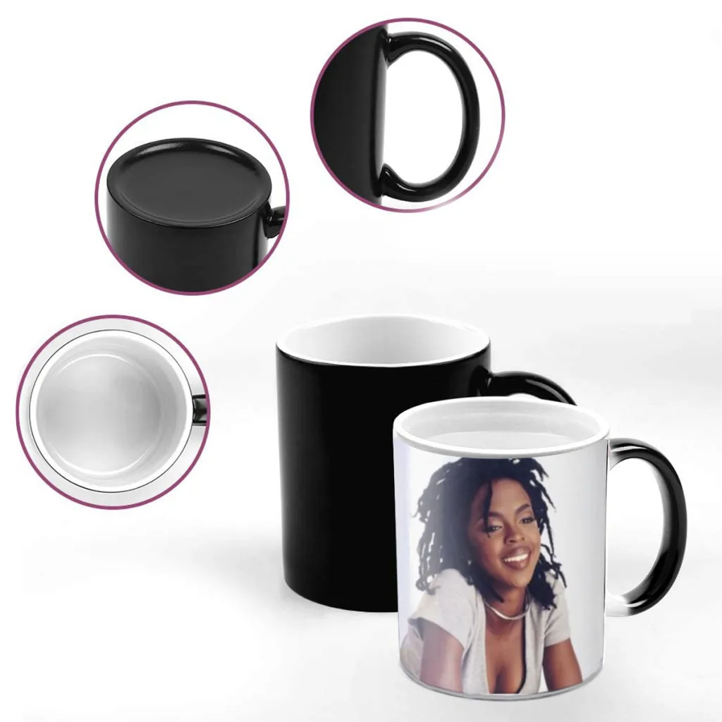 Black White Lauryn Hill Pop Hip Hop Rapper Music Star Newest Design Coffee Mugs Heat Color Changing Milk Tea Cup Colorcup Gifts