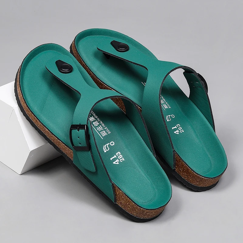 Sandália feminina antiderrapante macia com chinelos, sapato casual de praia feminino, slides de plataforma em cortiça, original, verão, novo, marca,