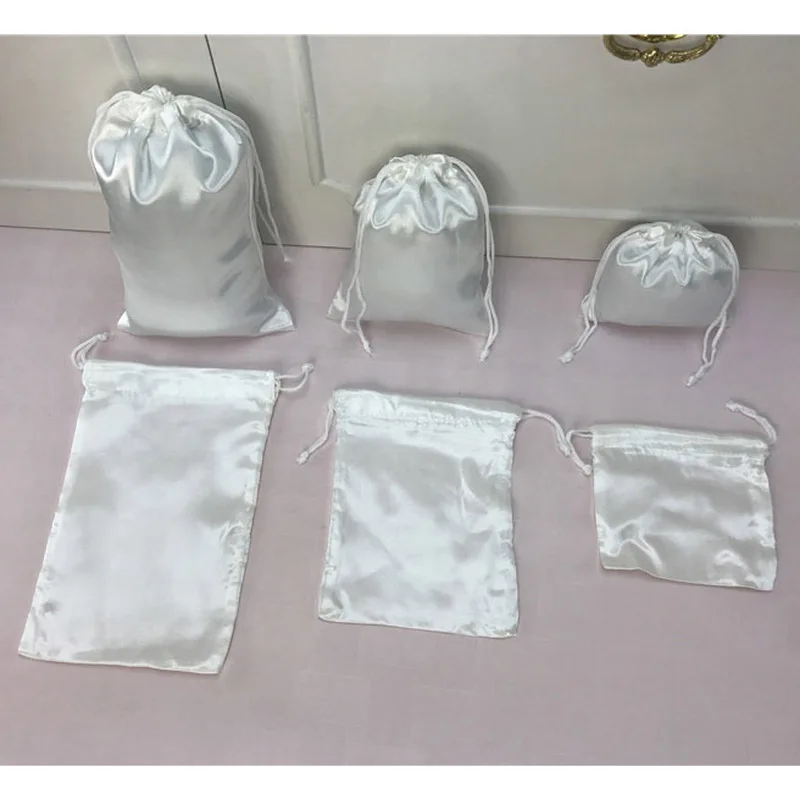 Luxury Jewelry Packaging Bag Satin Makeup Bag Wedding Necklace Shoe Cloth Party Organza Silk Pouch Custom Logo Gift Pouches