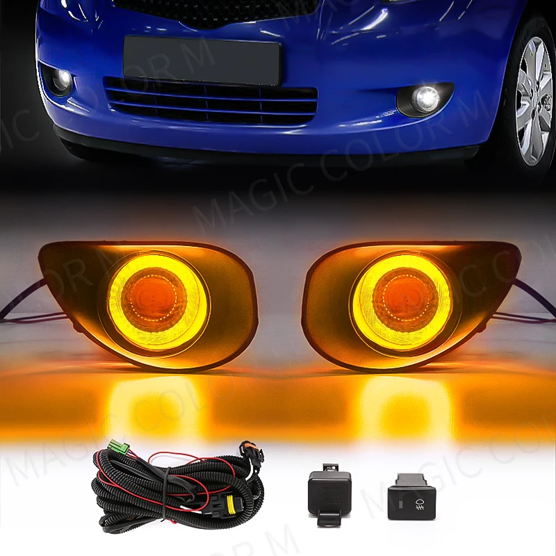 Led Fog Light For Toyota Yaris Hatchback Vitz 2006 2007 2008 2009 2010 2010 Auto Driving Daytime Running Lamps DRL Angel Eyes