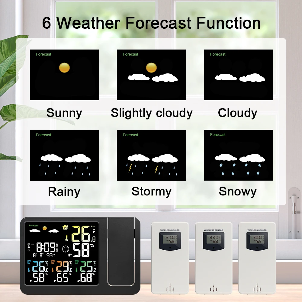 KETOTEK Weather Station Wireless Indoor Outdoor Sensor Thermometer Hygrometer Weather Forecast With Projection Function