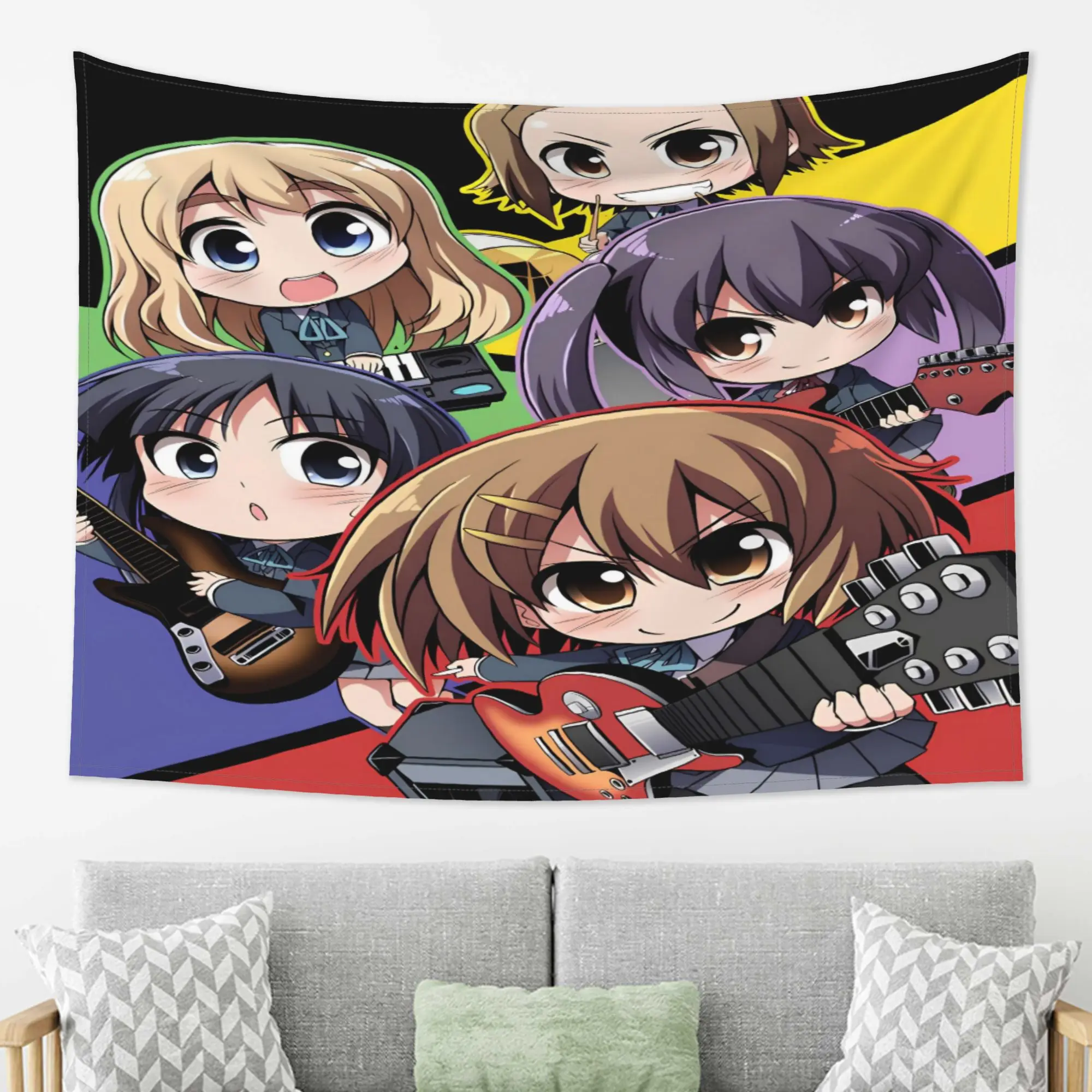 Cute Original K-On Anime Tapestry Girlish Room Decor Hanging Cloth Bedroom Wall Atmosphere Decoration Accessories Backdrop