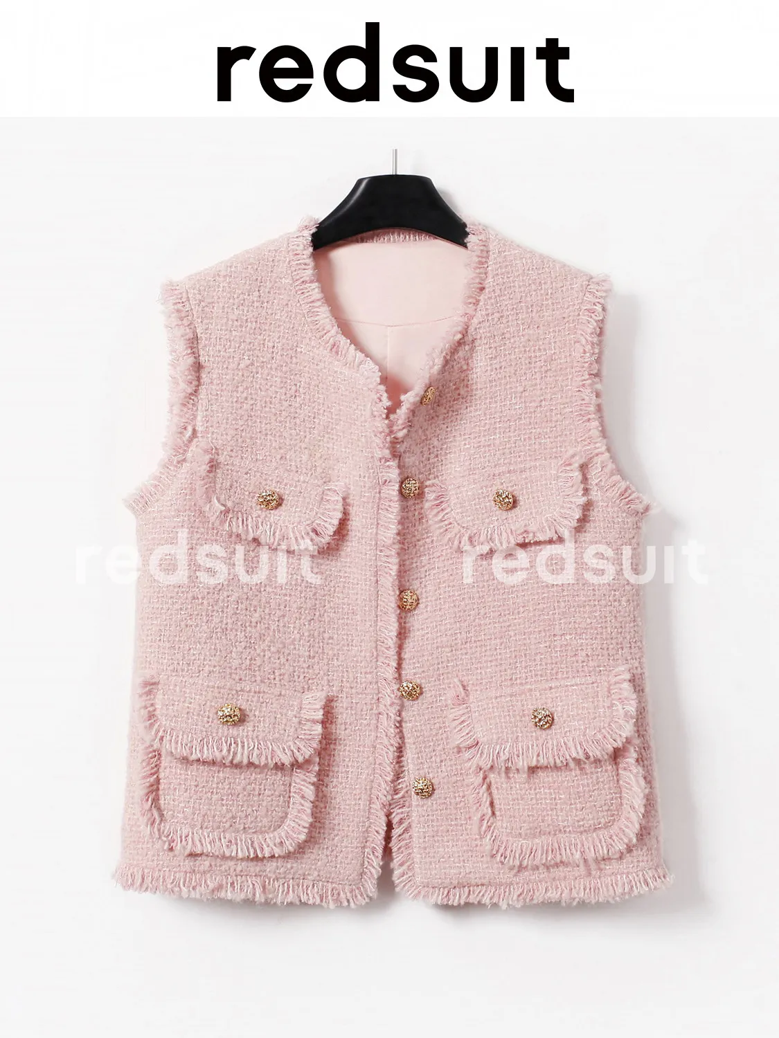 New Handmade tassel pink vest, loose slimming, sweet vest clip Custom size