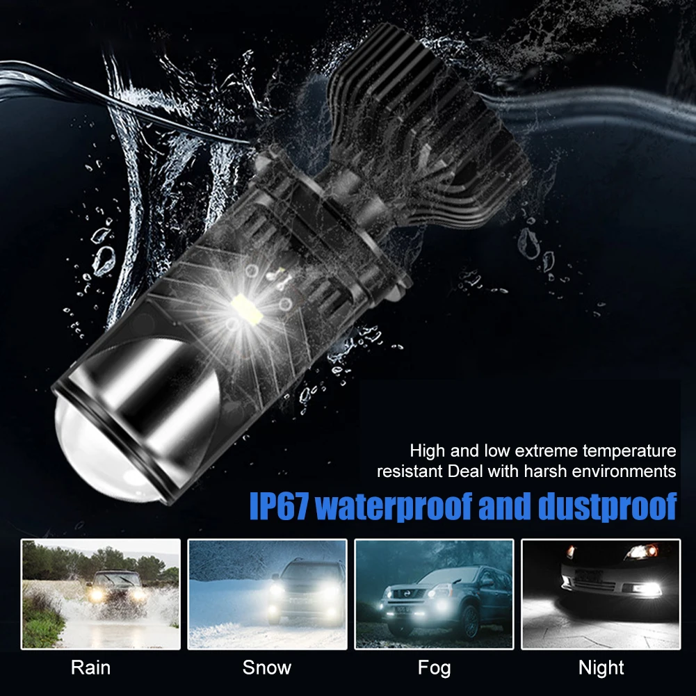 NEW 2 pieces 130W/pair car headlight H4 LED bulb mini projector lens 20000LM DC12V LED headlight high/low beam comes with lens