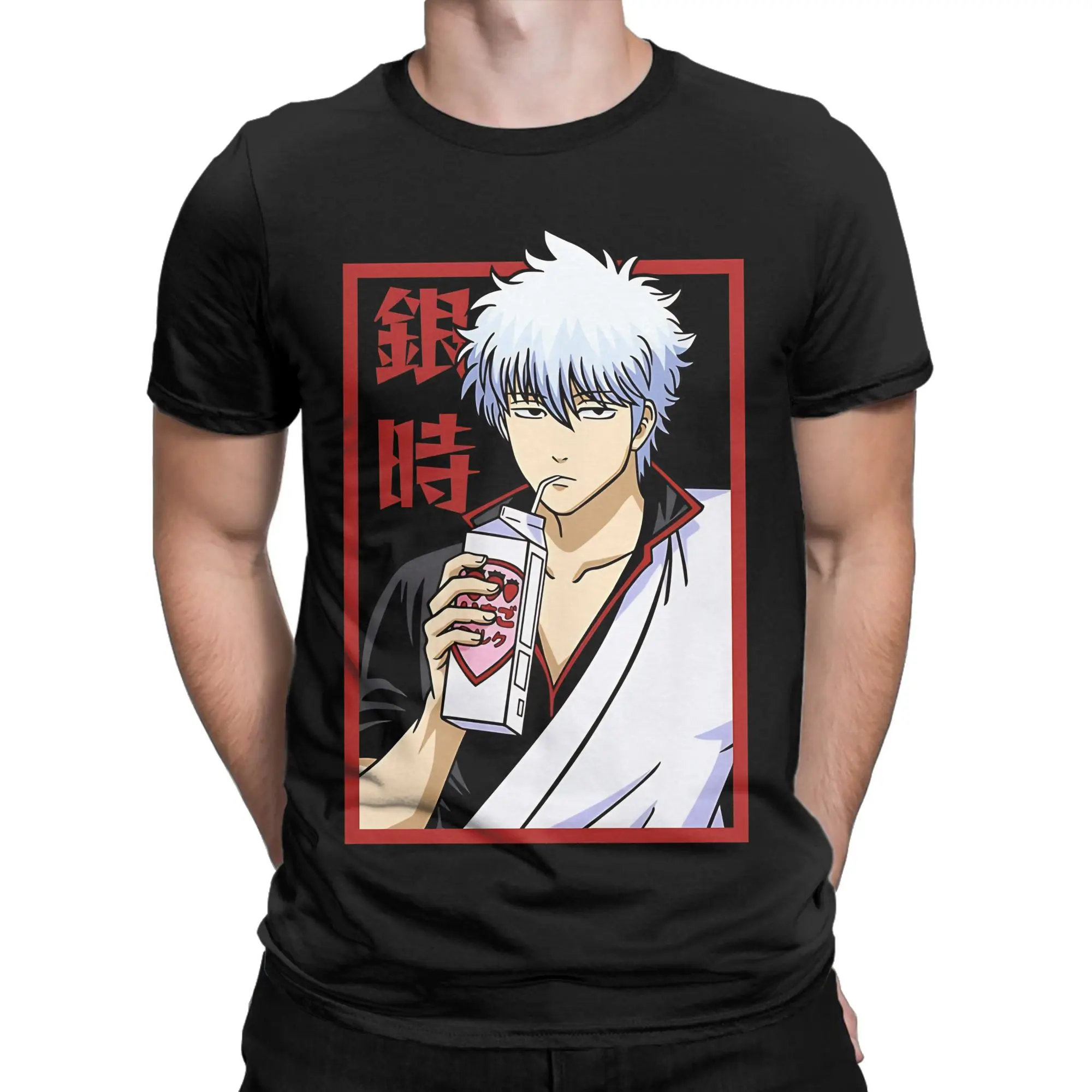 Gintoki Oversized Novelty Graphic 100% Cotton T-Shirt Gintama Tops Tees For Men