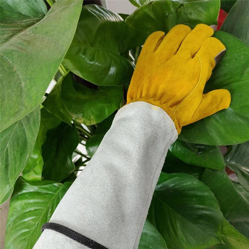 PZHI-Cowhide Gloves Gardening Gloves Extended Anti-Puncture And Anti-Insect Bite Welder General Labor Protection Gloves