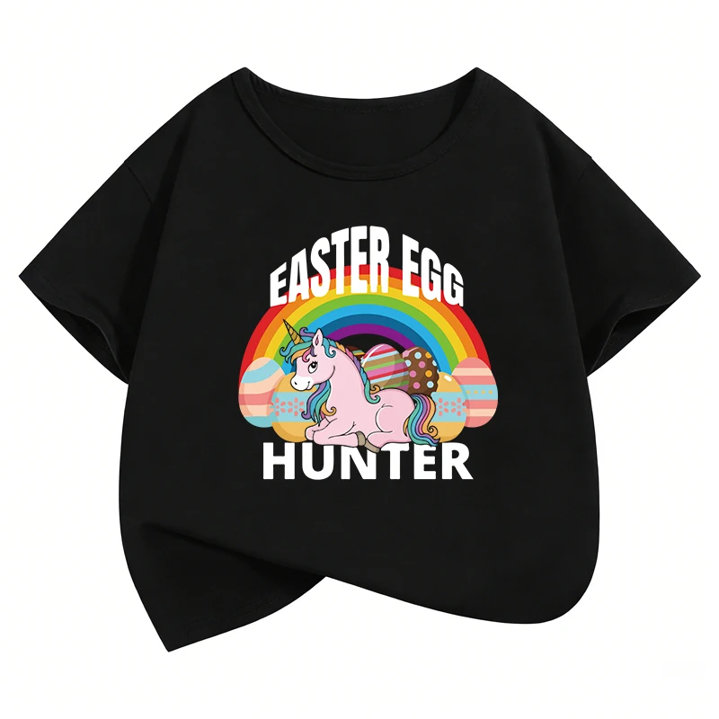 T-Shirt mit Kawaii-Pferde-Design, bedrucktes T-Shirt für Jungen, Sommerkleidung, kurzärmelige Oberteile, T-Shirts, süße Mädchenkleidung