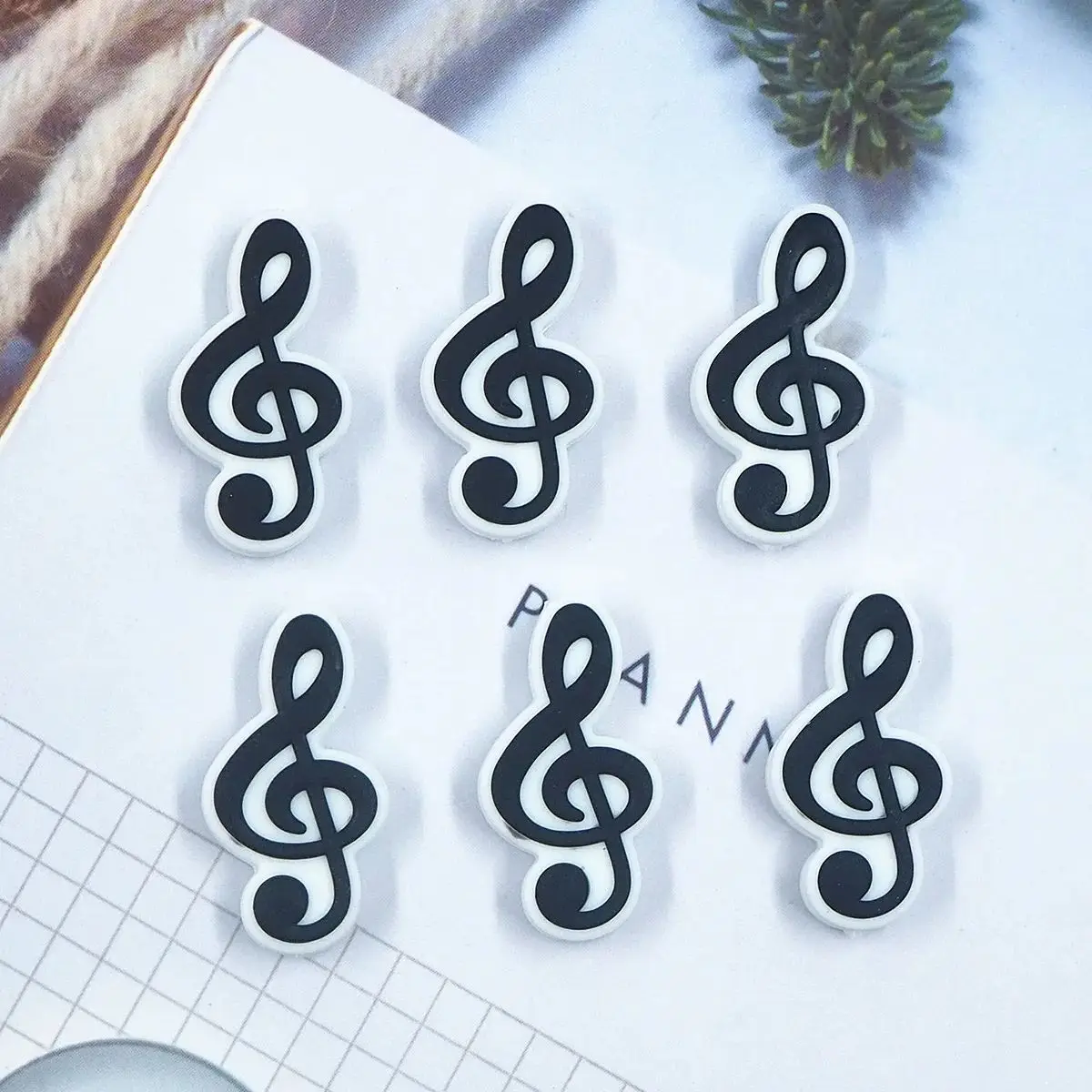 Chenkai 50PCS Musical Note Focal Beads For Pen Beadable Pen Silicone Charms Character Beads For Pen Making DIY Pacifiers