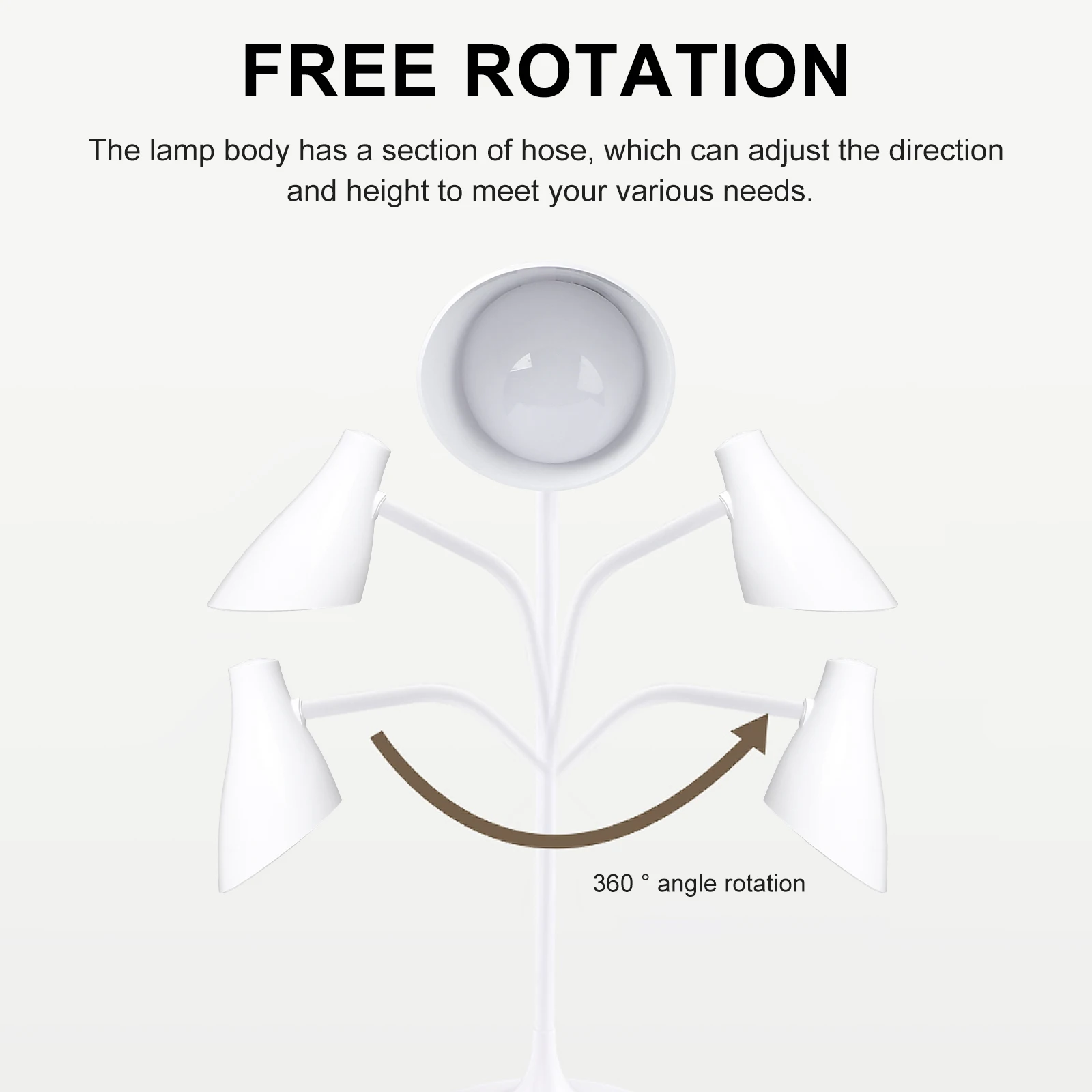 

LED Clip on Light 360 Degrees Rotation USB Rechargeable Book Light Touch Control Dimmable Bedside Lamp