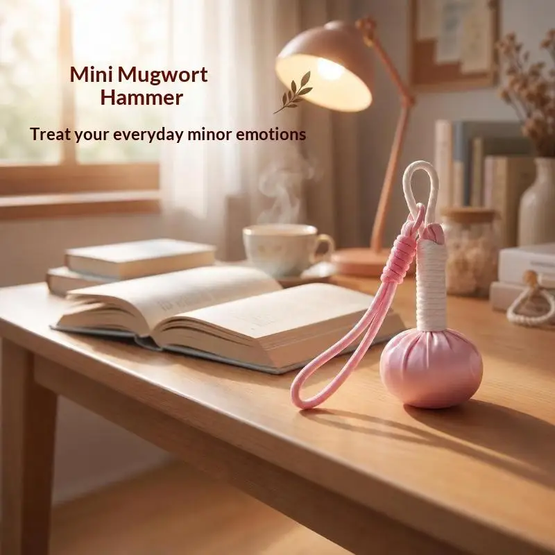 Niedlicher Schlüsselanhänger Taschenanhänger Gesundheits-Mugwort-Massagehammer Schlüsselanhänger Universeller Rückenmassage-Schlüsselanhänger im Ethno-Stil – Detail 8