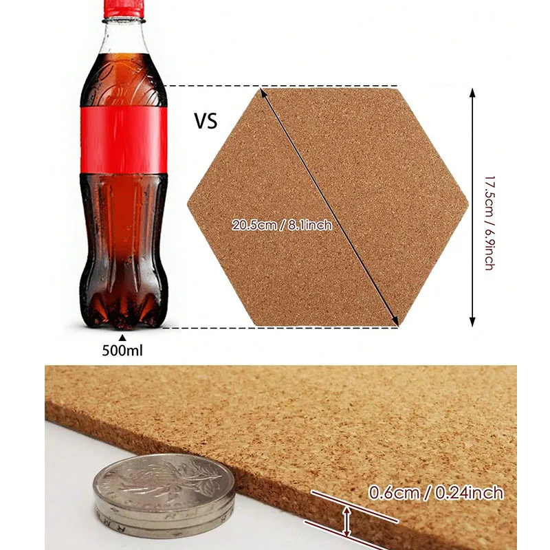 1/2/4/6PCS Removable Cork Board for Walls Small Cork Board Wall Cork Table Message Board RMB01