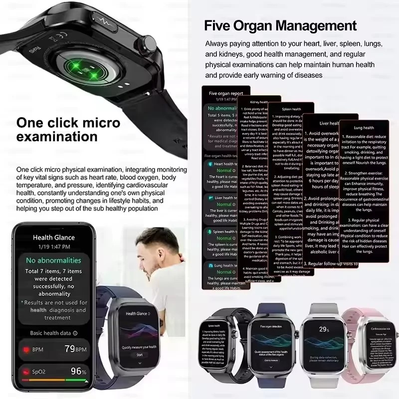 For HUAWEI Blood lipids testing Smart Watch ECG+PPG Dual Detection Uric Acid BT Call Blood pressure HRV diagnosis Smartwatch New