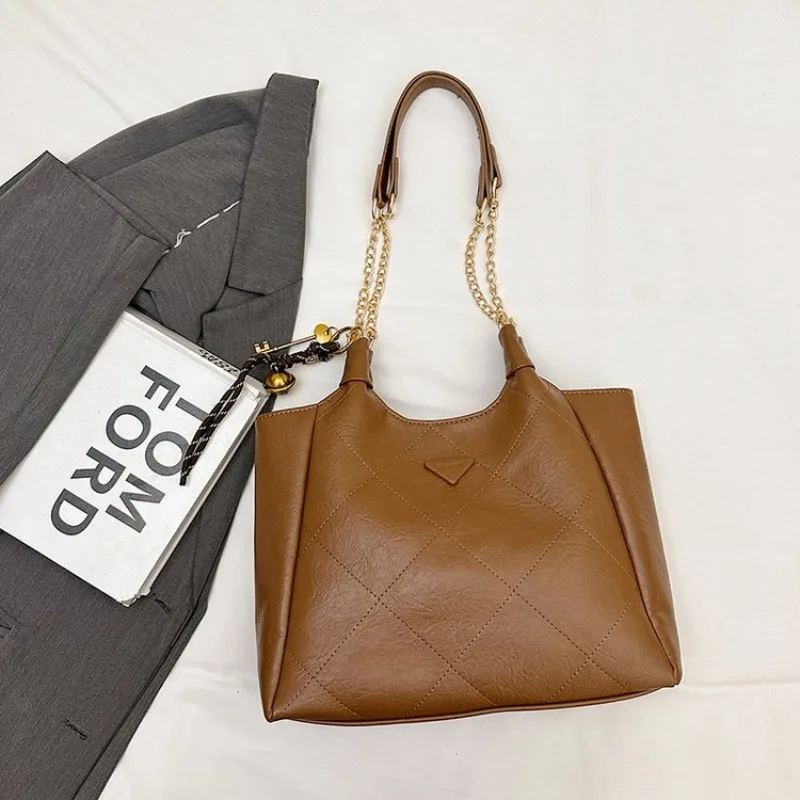 Stylish Minimalist Leather Tote Bag Women Handbag Designer Shoulder Crossbody Purse Square Diaper Bag