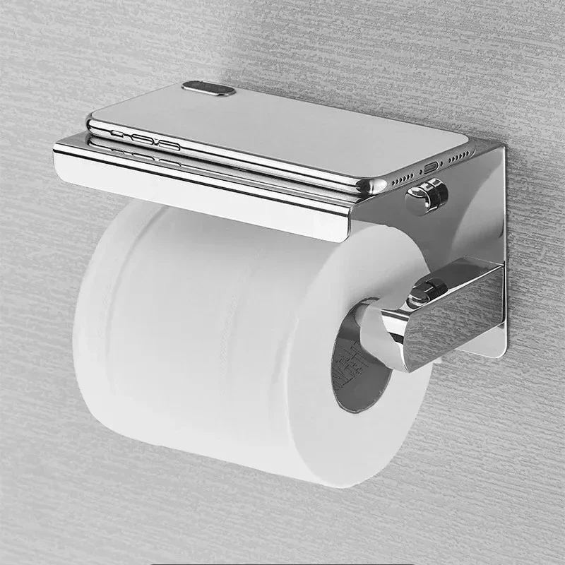 

Wall Mounted Bathroom Paper Holder Stainless Steel Tissue Rack Household No Drilling Toilet Roll Holder Home Paper Towel Holder