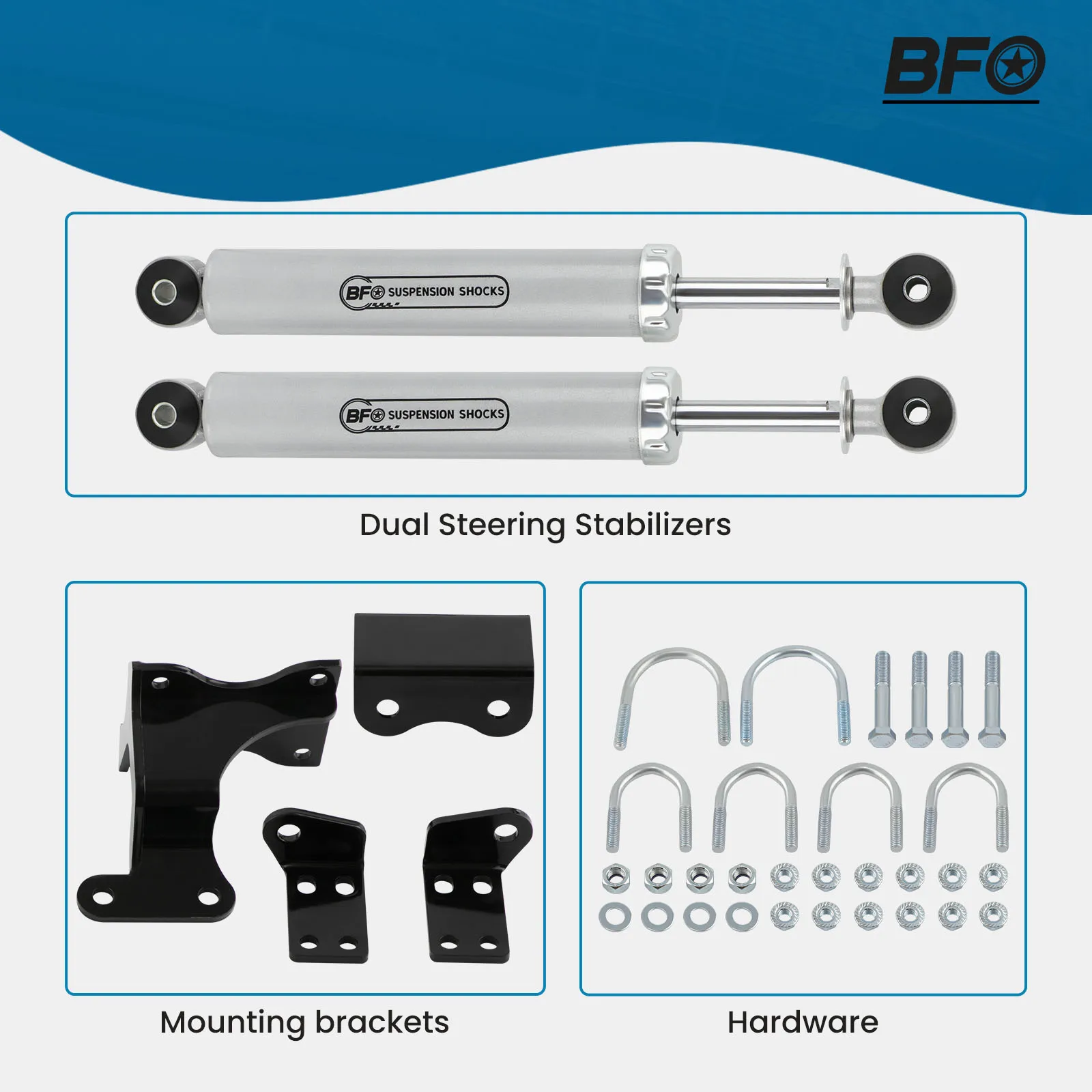 Dual Steering Stabilizer Damper Kits for Jeep Wrangler Unlimited JK 2007-2017