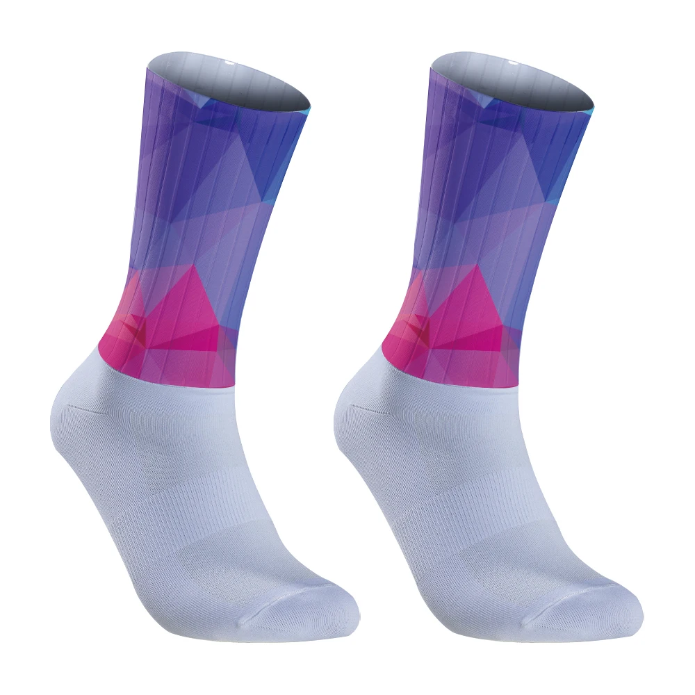 2024 Aero Cycling Anti Slip Silicone Seamless Pro Team Socks Breathable Socks Outdoor Running Sport Champion Rainbow Bike socks