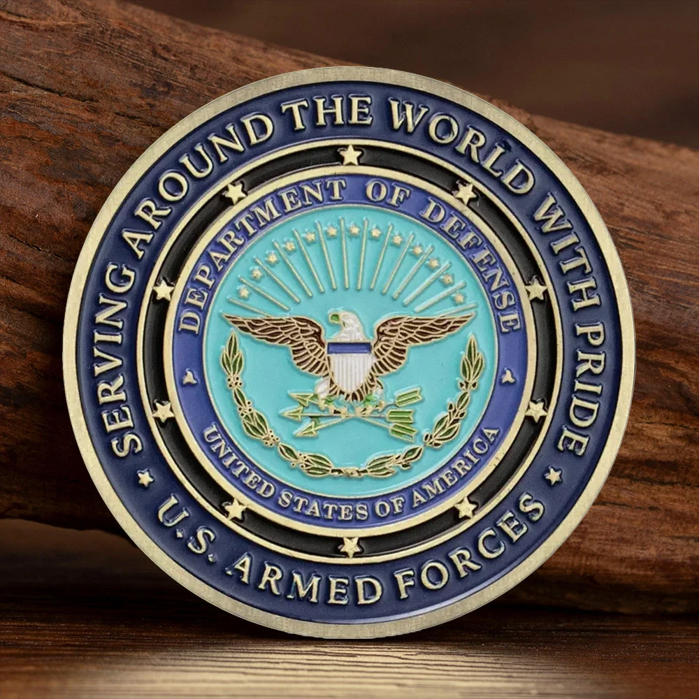 US Armed Forces Proud Honor Service Sacrifice Souvenir Coin Bronze Plated Serving Around The World with Pride Collection Coins