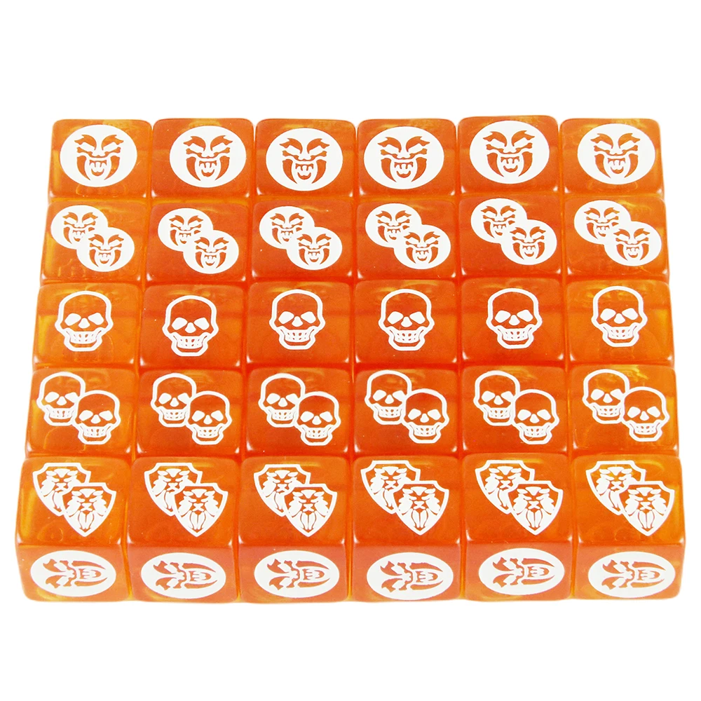 Game Dice 4pcs- 10pcs D6 Dice Transparent Orange with White pattern for Board Game Table Game