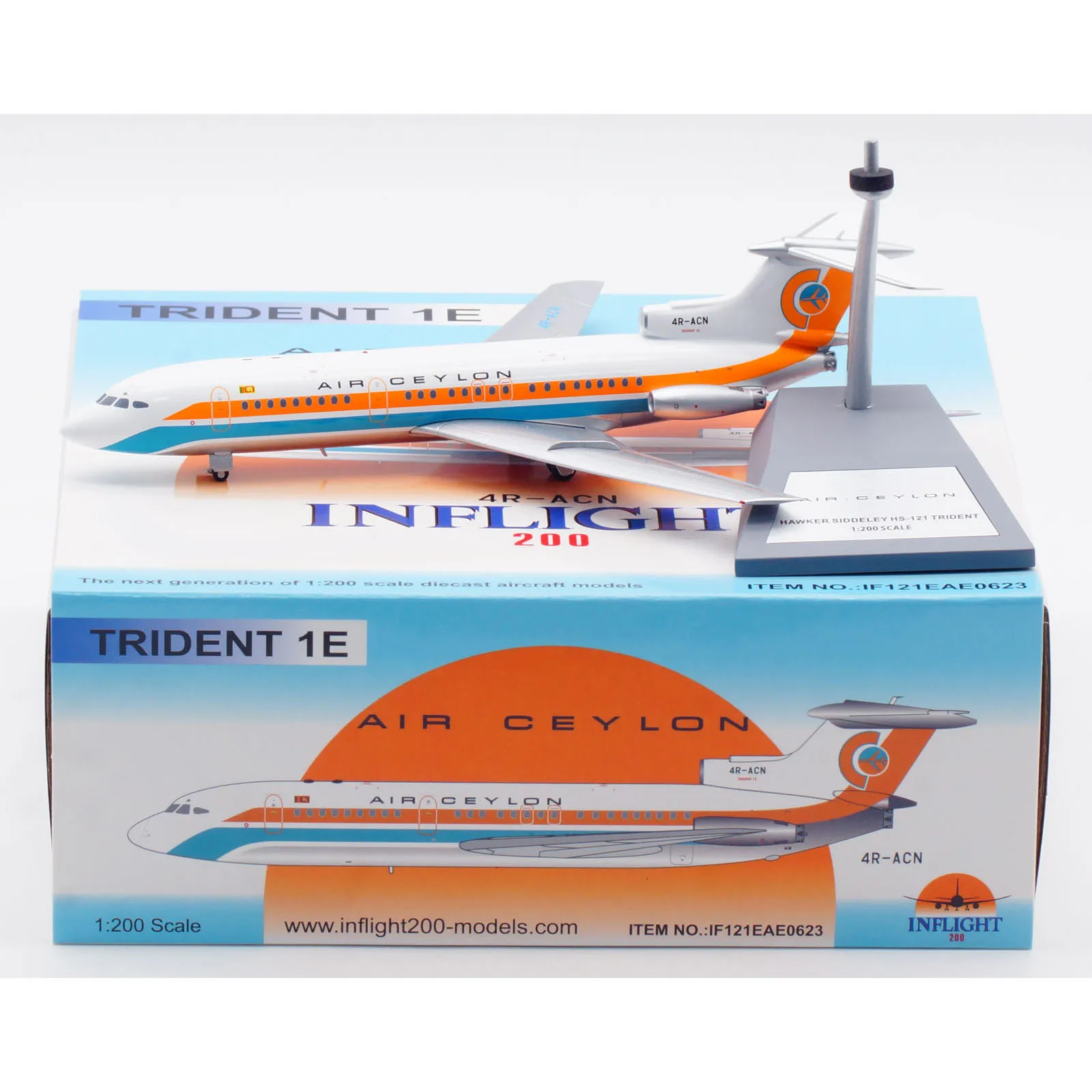 IF121EAE0623 Alloy Collectible Plane Gift INFLIGHT 1:200 Air Ceylon Hawker HS-121 Trident 1E Diecast Aircraft Model 4R-ACN