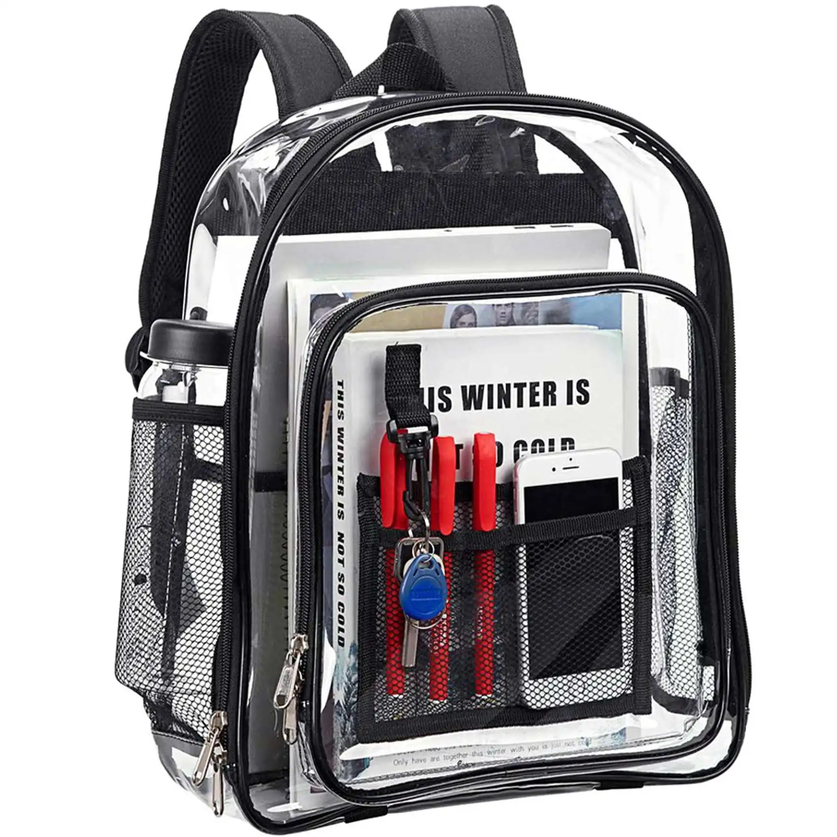 BAAE 2X Heavy Duty Clear Backpack,Security Transparent School Backpack,See Through Bookbag
