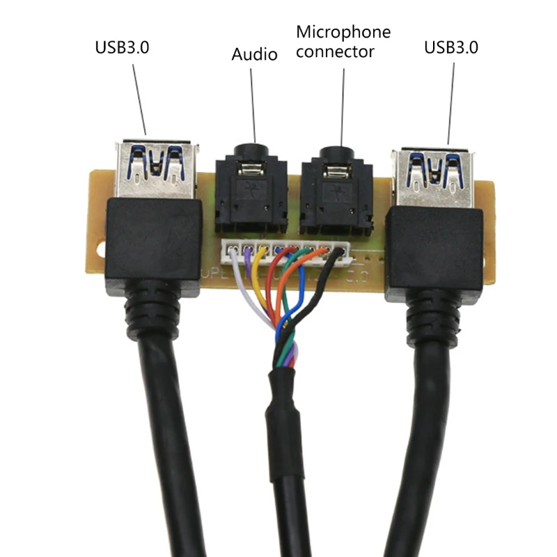 60cm frontal para painel case usb3.0 + usb3.0 porta de entrada de áudio de alta definição placa i/o cabo interno linha hub rede com fio