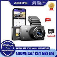 AZDOME Dash Cam M63 Lite 4K 2160P WDR 3'' IPS Screen Car Front Camare Built-in WiFi GPS Night Vision 24H Parking Mode 150° FOV