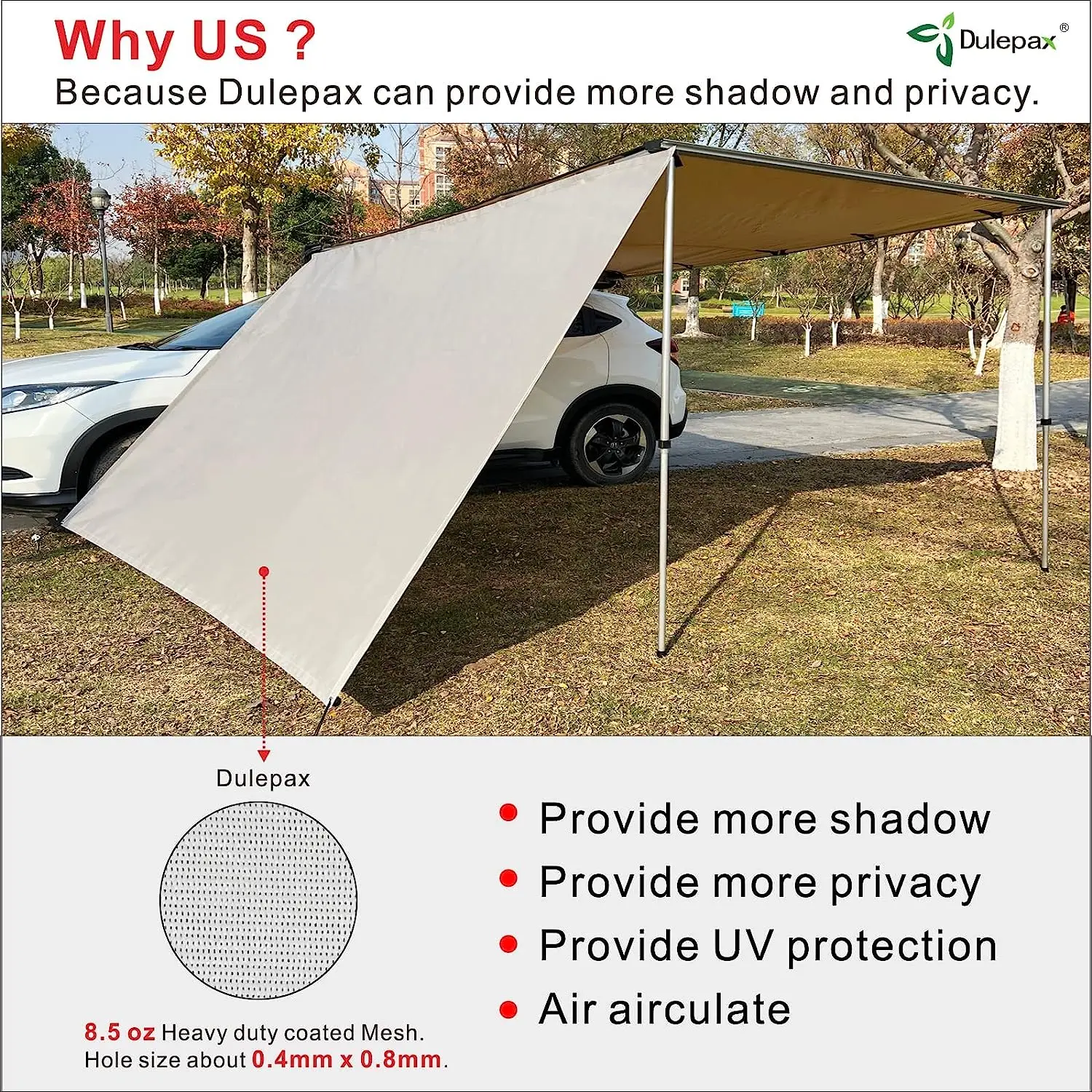 GRNTAMN Car Side Awning Shade Screen, Vehicle Awning Wall Extension Canopy for Side Screen