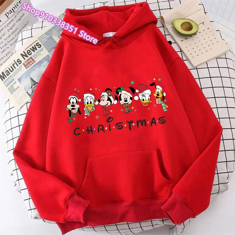 High Quality Minnie Mickey Mouse Pullover Hoodie Women Street Christmas Printing Y2k Sweatshirt Ins Spring Loose Long Sleeve