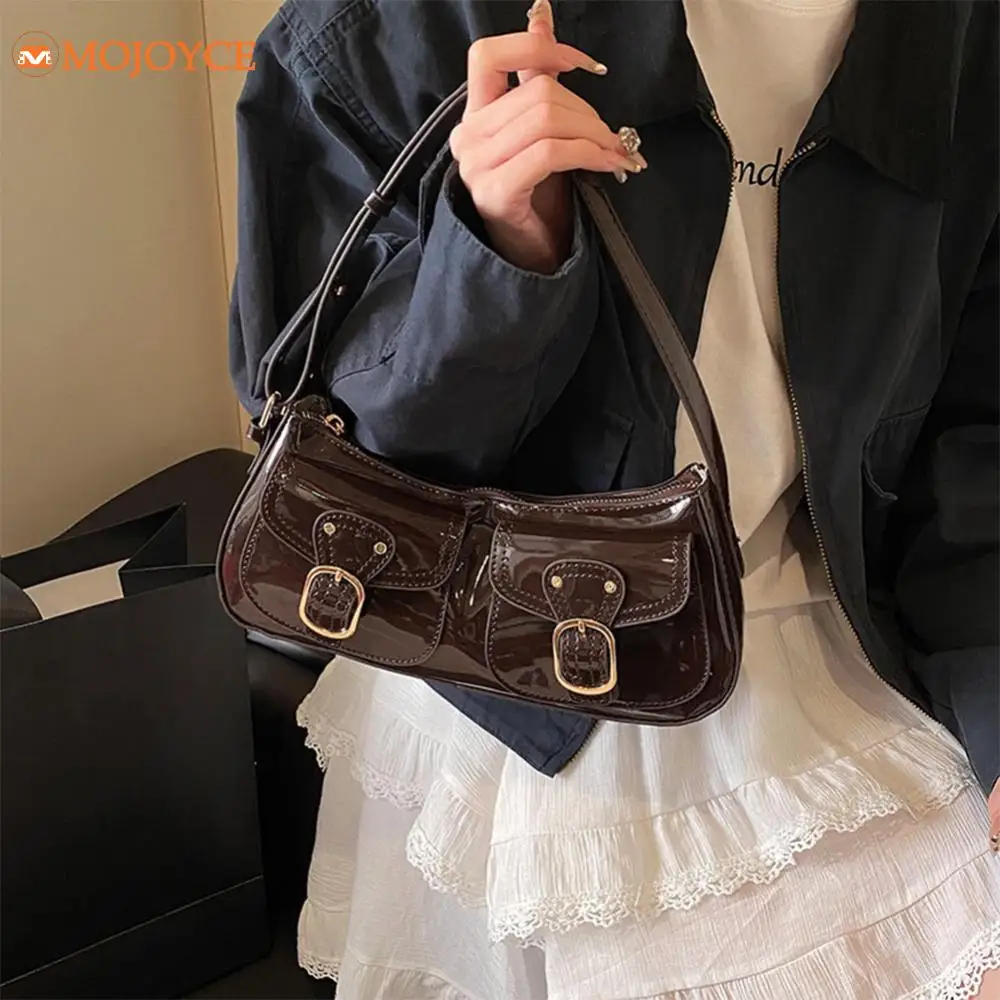 

Shoulder Bags PU Leather Square Handbags Y2K Luxury Underarm Pouch Vintage Casual Tote Bag Trendy Crossbody Bag for Shopping