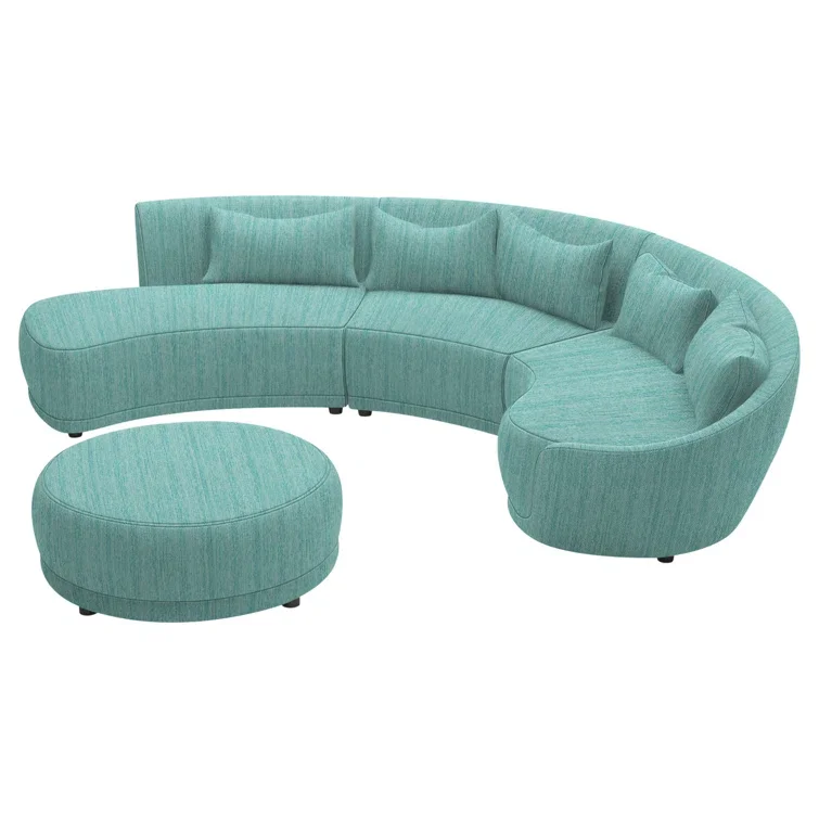 Garden Furniture Luxury Upholstery Style Round Middle Coffee Table Outdoor Sectional Sofa