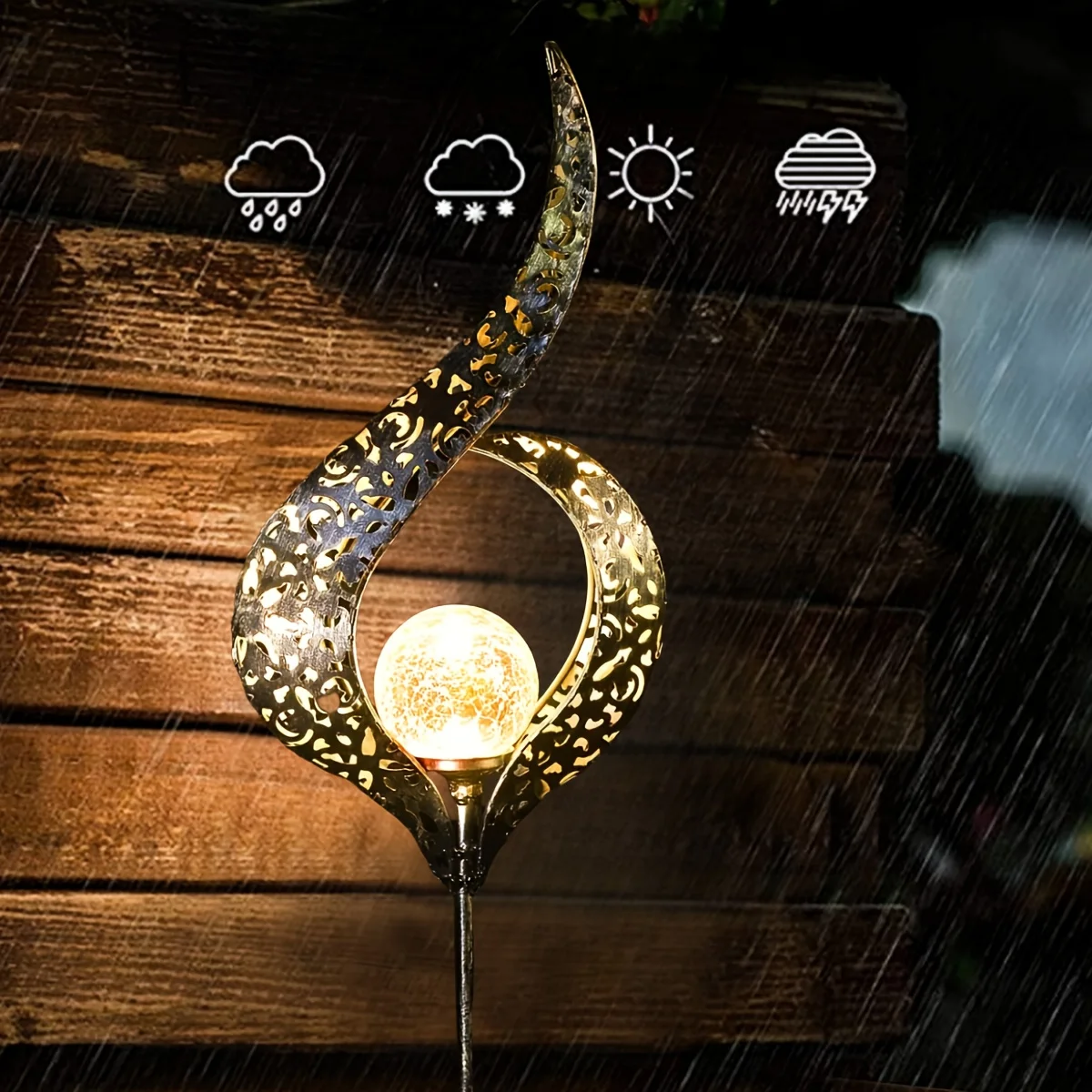 Outdoor Garden Solar Statue Light, Outdoor Solar Lights Garden Stake Lights, Crackle Glass Globe Stake Lights, for Pathway, Lawn, Patio or Courtyard Home Decor view 4