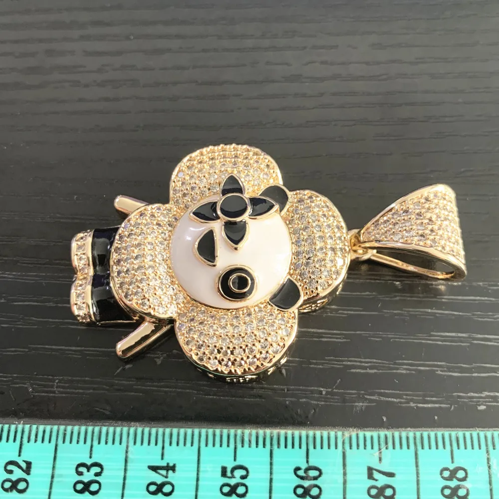 Men's and Women's Necklace Zircon Cartoon Panda Pendant 14K Gold Plated Hip Hop Rock Pop Fashion Jewelry Party Accessories