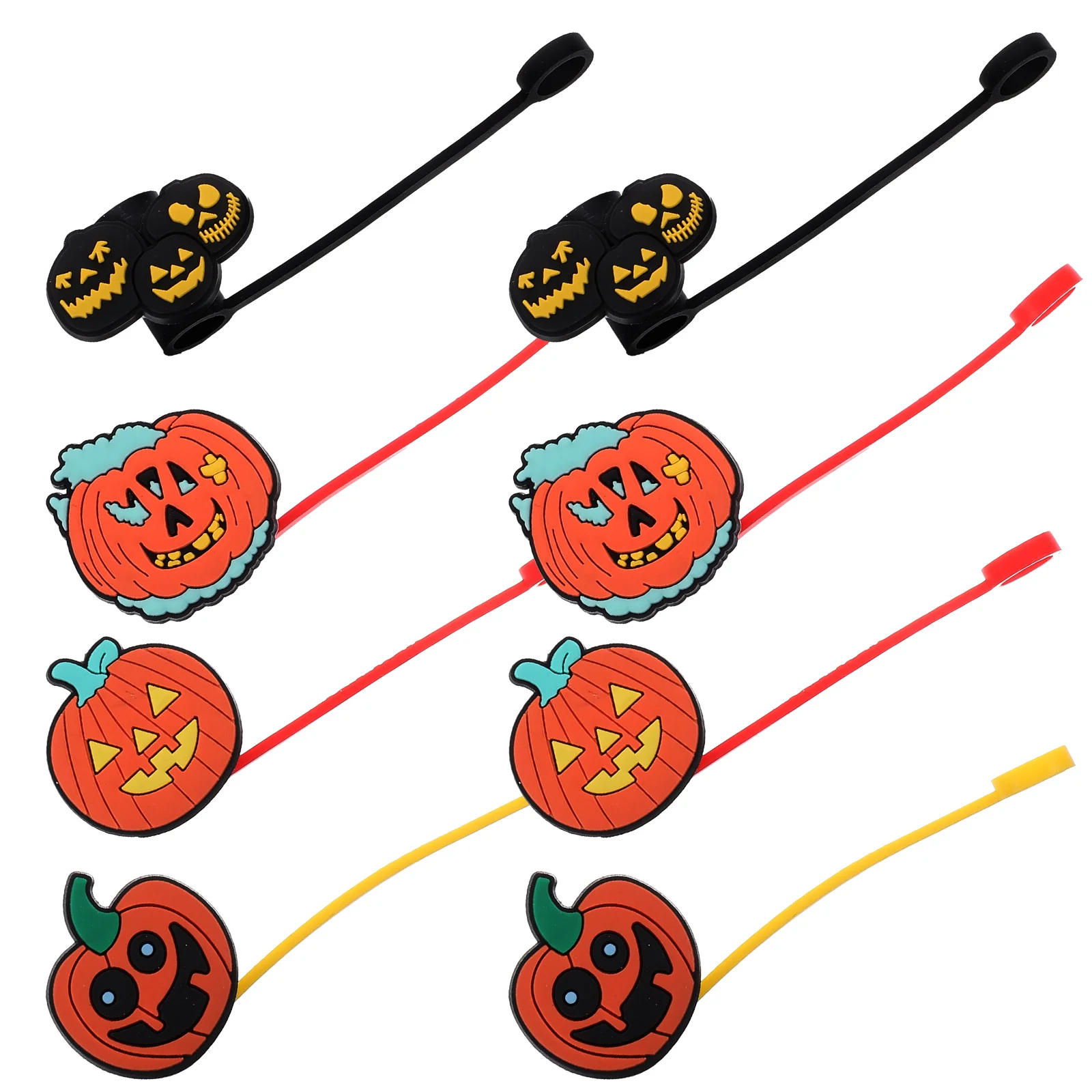 

8pcs Straw Decoration Halloween Silica Gel Toppers Smooth Silicone Covers Party Accessories Straws Protection