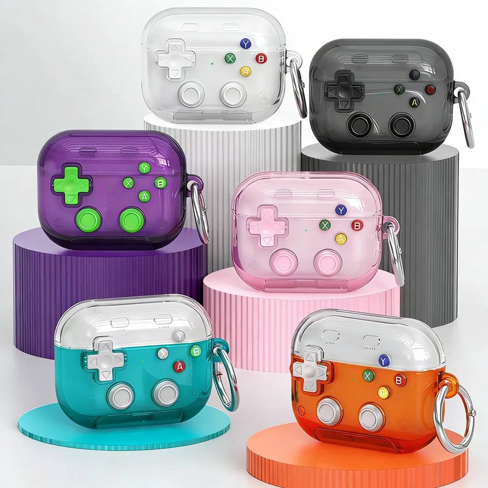 Stressabbau-Gaming-Controller Kopfhörerhüllen für AirPods 4/Pro2/Pro3 Kreativer Ständerhalter Gaming-Kopfhörerhülle für Apple