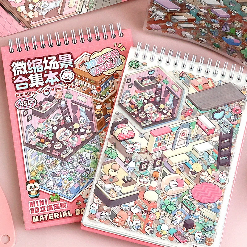 

1 sticker+1 tweezers creative 3D stacking landscape sticker manual DIY decoration collage