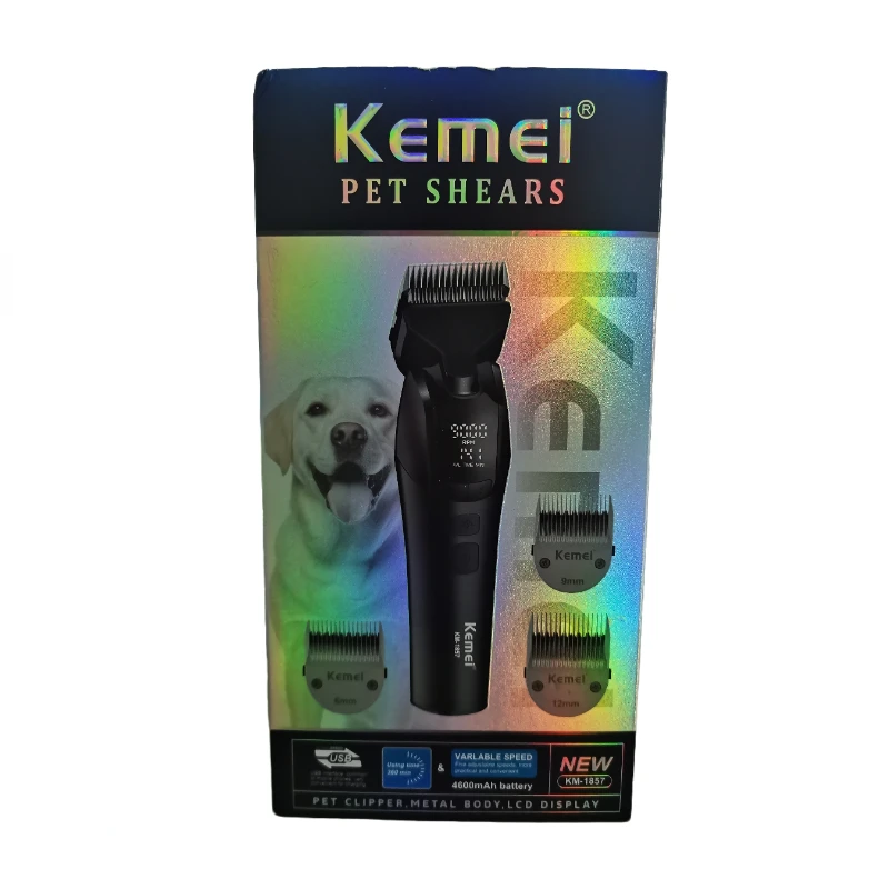 Dog Grooming Rechargeable Cordless Pet Hair Clipper Km-1857 Rechargeable Pet Grooming Clipper Dog Hair Trimmer