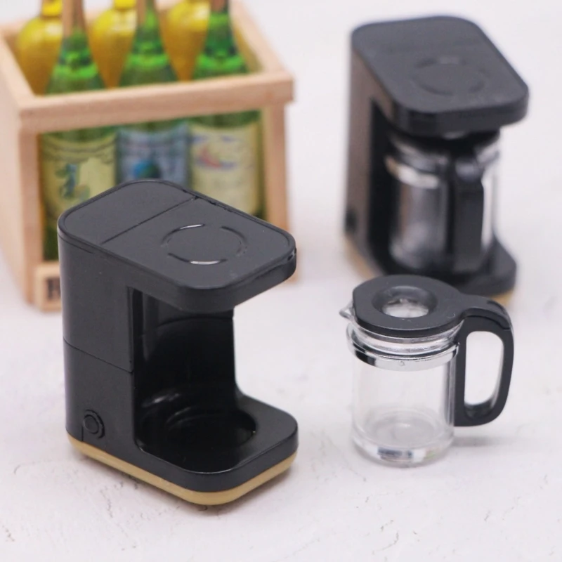 1:12 Scale Coffee Machine Coffee Maker Pretend-Play Kid Cookware Kitchen Realistic Dollhouses Cooking Cookware