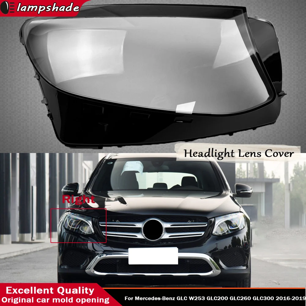

For Mercedes-Benz GLC W253 GLC200 GLC260 GLC300 2016 - 2019 Car Headlight Lens Glass Lampcover Cover Lampshade Headlamp Shell