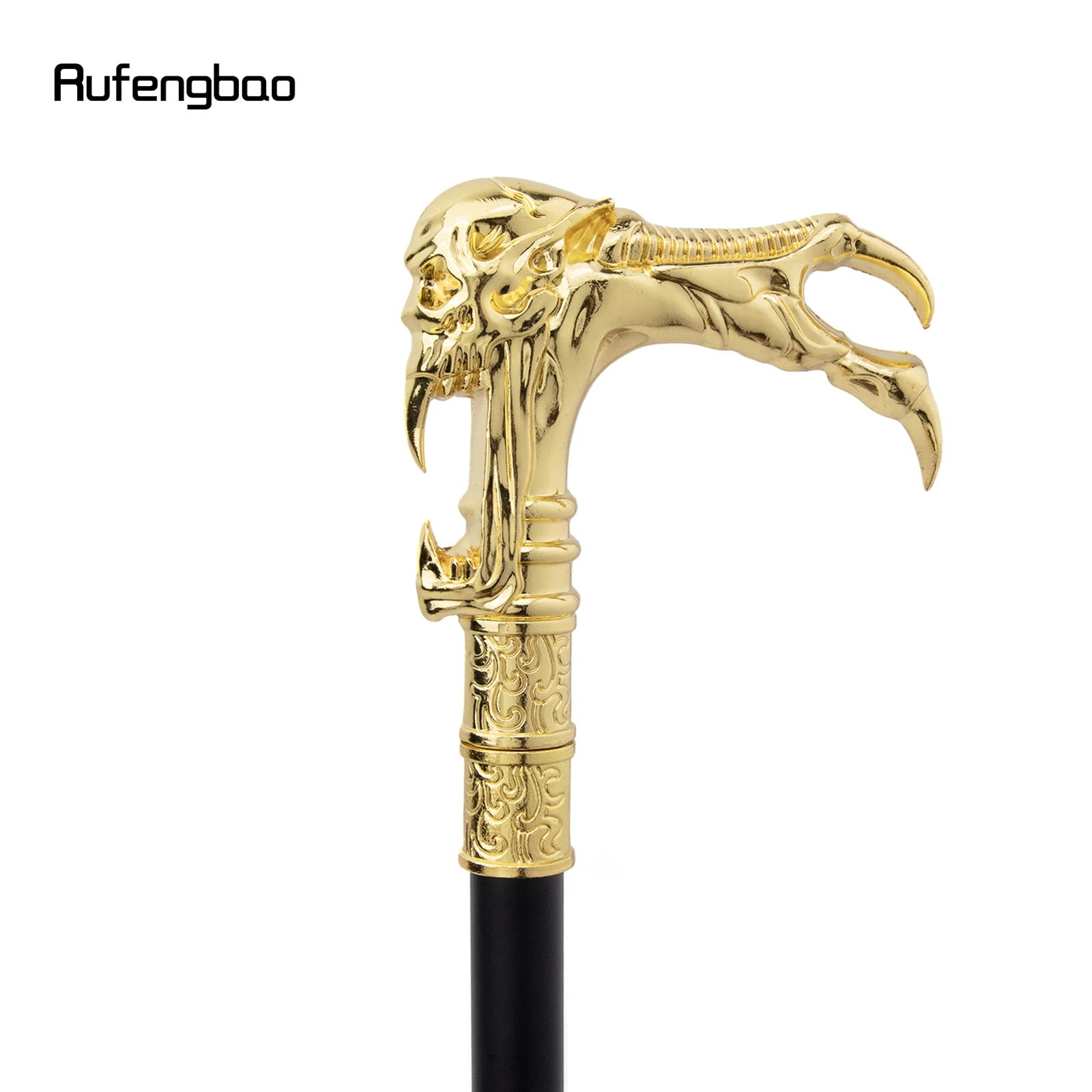 Golden Ghost Skull Head Walking Stick ที่ซ่อนอยู่แผ่น Self Defense แฟชั่น Cane แผ่นฮาโลวีนคอสเพลย์ Crosier Stick 93ซม.